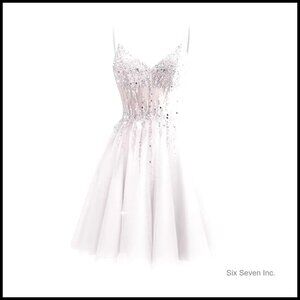 Tulle Homecoming Dress Short Sparkly Beaded Formal Party Gown